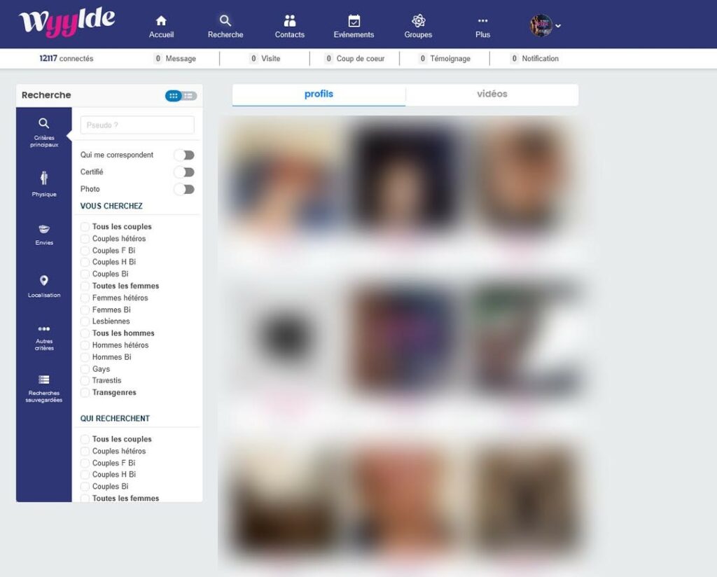 recherche et connexion d'utilisateur sur wyylde