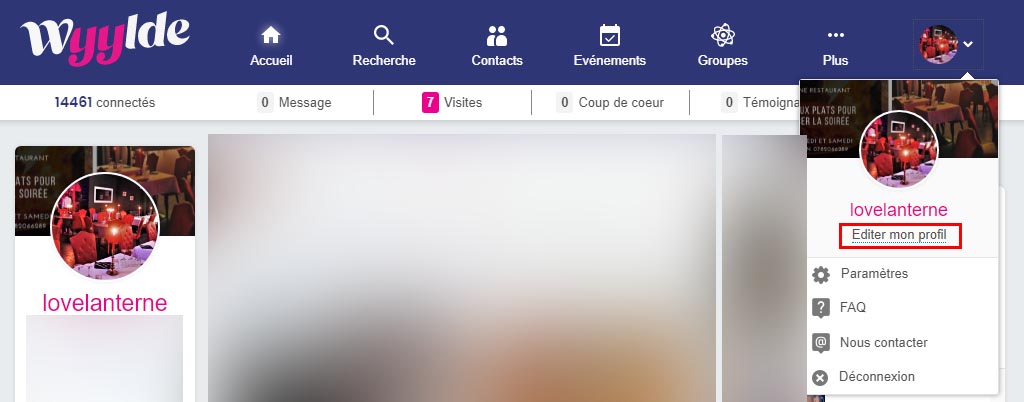 1 - Cliquer sur Editer mon profil