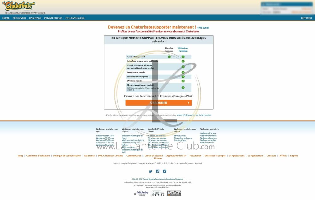 abonnement chaturbate