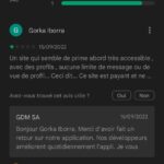 Avis sur Google play de l'application J&M contact