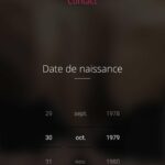 Application J&M contacts : Inscription (Date de naissance)