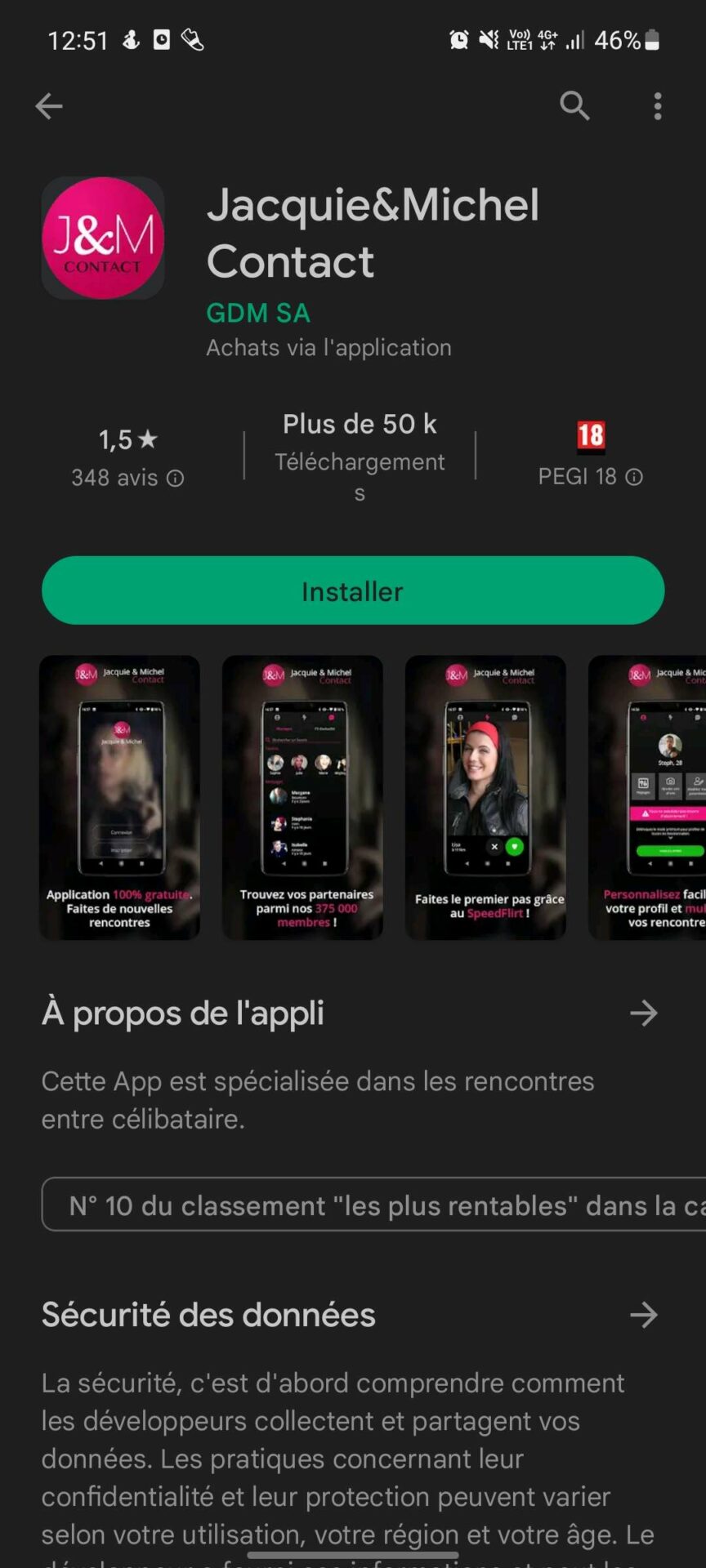 Application Google Play J&M contact