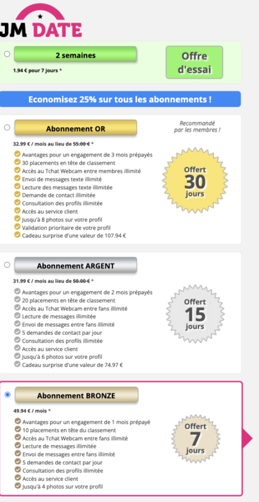 Jacquie et Michel contact : Prix des abonnements