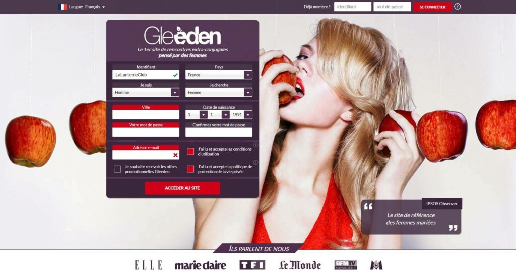 gleeden accueil