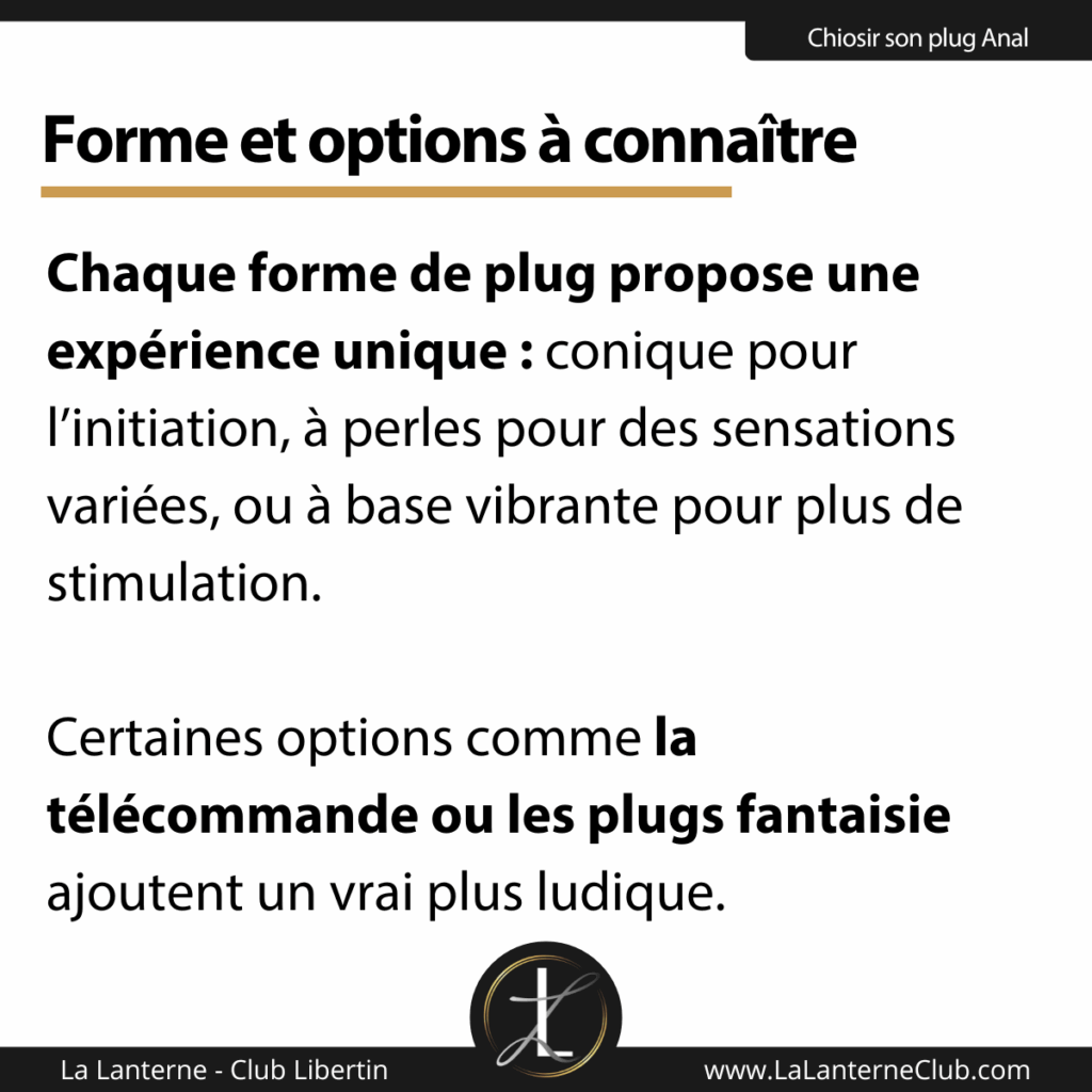 formes et options plug anal